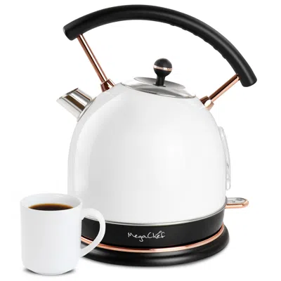 Megachef 1.9 Quart Half Circle Electric Tea Kettle In White In White