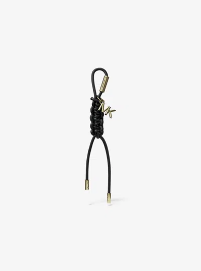 Michael Kors Gold-tone And Braided Cord Bag Charm In Black
