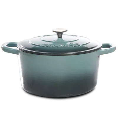 Crock-pot Artisan 7 Quart Round Cast Iron Dutch Oven In Slate Grey In Blue