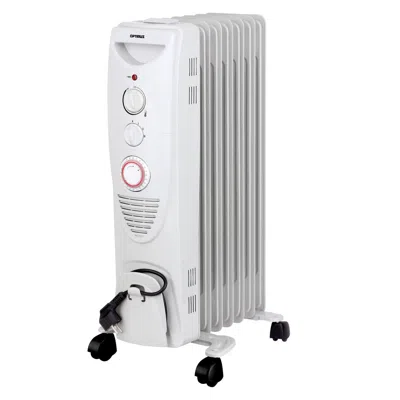Optimus Portable 7 Fins Oil Filled Radiator Heater With Timer In White