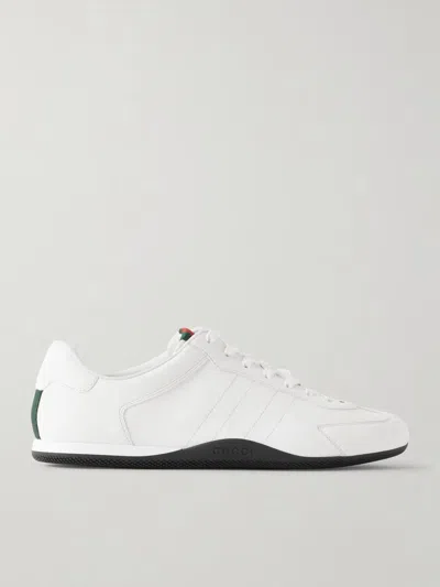 Gucci Shift Leather Sneakers In White