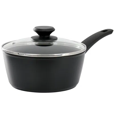 Oster Connelly 2.5 Quart Textured Nonstick Aluminum Saucepan With Lid In Black In Black
