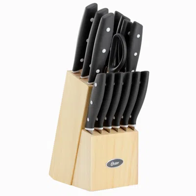 Oster Collister 15 Piece Stainless Steel Cutlery Set In Black With Soft Grip Handles In Black