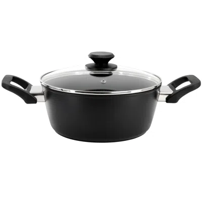 Oster Connelly 4 Quart Textured Nonstick Aluminum Dutch Oven With Lid In Black In Black