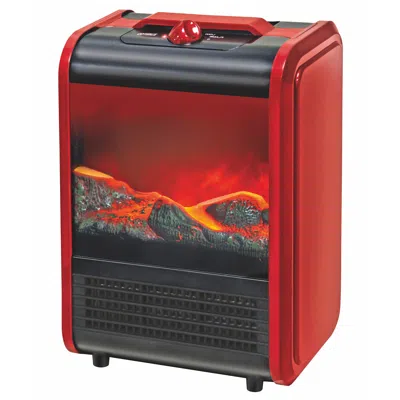 Optimus Electric Flame Effect Mini Fireplace Heater In Red