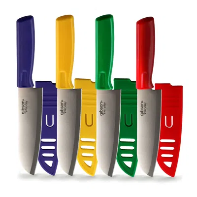Gibson Everyday Grantville 4 Piece 6 Inch Santoku Knife With Sheath In Assorted Colors In Multi