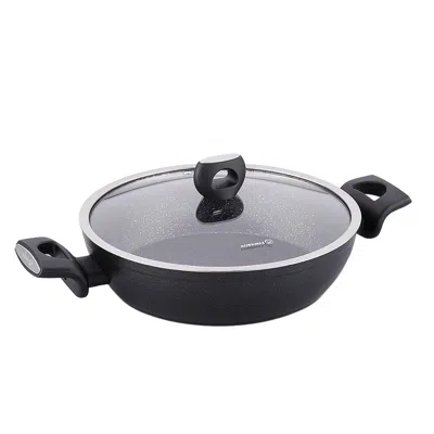 Korkmaz Nora 2 Piece 3.6 Liter Alumium Nonstick Low Casserole Dish With Lid In Black