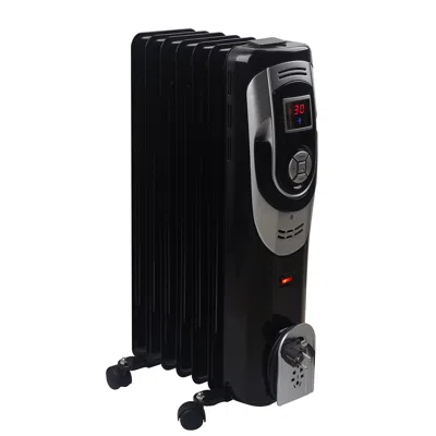 Optimus Digital 7 Fins Oil Filled Radiator Heater With Timer In Black