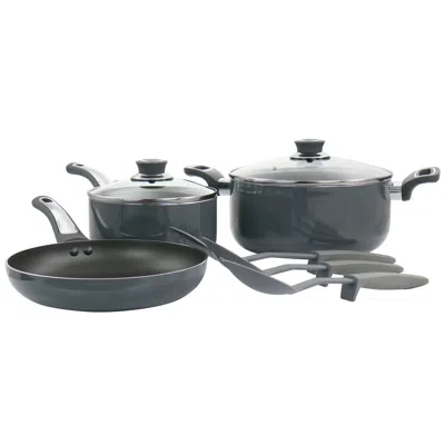 Oster Legacy 8 Piece Aluminum Nonstick Cookware Set In Gray In Black