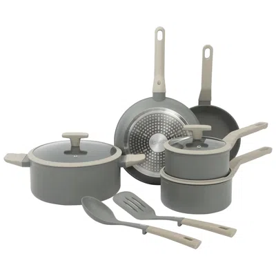 Oster Ambrose 10 Piece Forged Aluminum Ceramic Nonstick Cookware Set In Grey In Gray