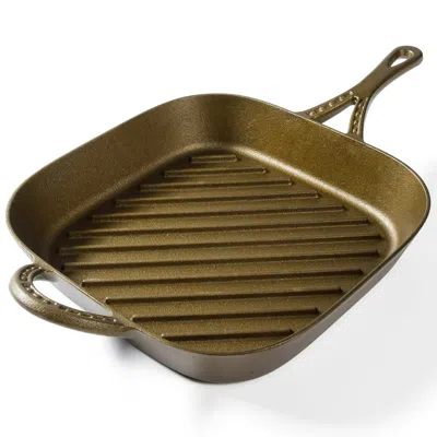 Wanda June Home 11 Inch Cast Iron Pre-seasoned Square Grill Pan In Bronze In Brown