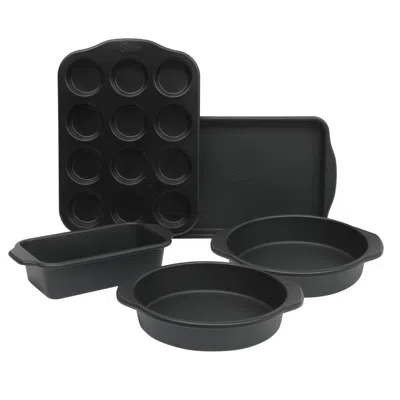 Oster Teston Platinum Collection 5 Piece Nonstick Carbon Steel Bakeware Set In Matte Black In Black