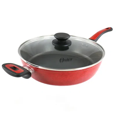 Oster Claybon 3.8 Quart Nonstick Saute Pan With Lid In Speckled Red In Red