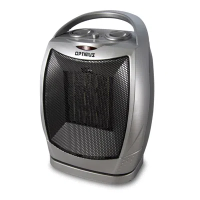 Optimus Portable Oscillating Ceramic Heater With Thermostat In Silver