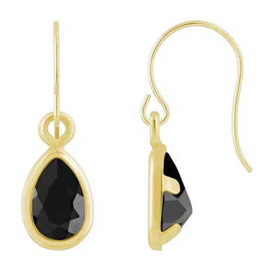 Glistening Jewels 10k Gold 6x4mm Pear Shape Black Onyx Drop Earrings In Gold