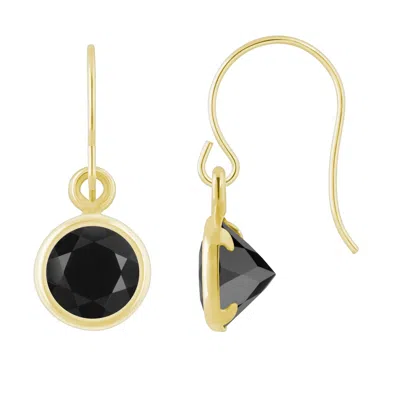 Glistening Jewels 10k Gold 5mm Round Black Onyx Drop Earrings In Gold