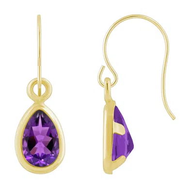 Glistening Jewels 10k Gold 6x4mm Pear Shape Amethyst Drop Earrings In Gold