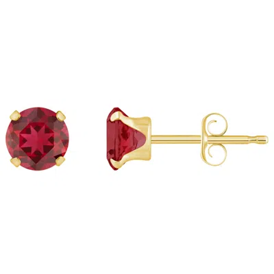 Glistening Jewels 10k Gold 5mm Round Created Ruby Stud Earrings In Red