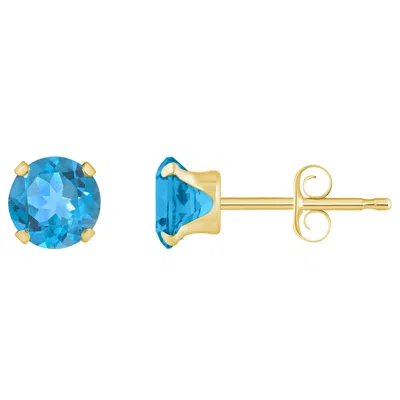 Glistening Jewels 10k Gold 5mm Round Blue Topaz Stud Earrings In Multi