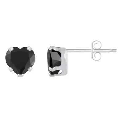 Glistening Jewels 10k Gold 5mm Heart Shape Black Onyx Stud Earrings In Black