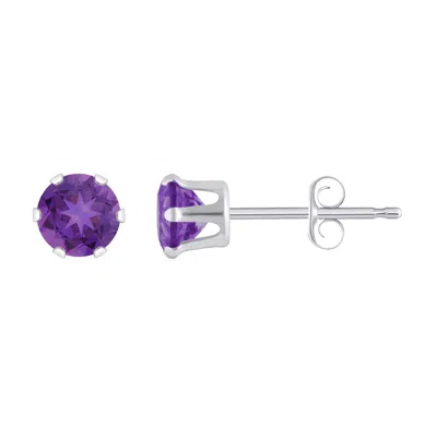 Glistening Jewels 10k Gold 3mm Round Amethyst Stud Earrings In Multi