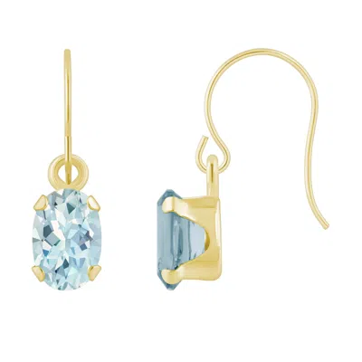 Glistening Jewels 10k Gold 6x4mm Oval Aquamarine Drop Earrings In Multi