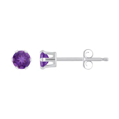 Glistening Jewels 10k Gold 3mm Round Amethyst Stud Earrings In Multi