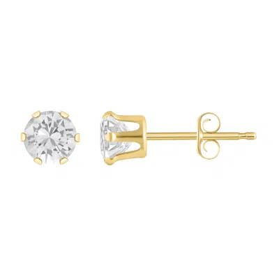 Glistening Jewels 10k Gold 4mm Round White Topaz Stud Earrings In Multi