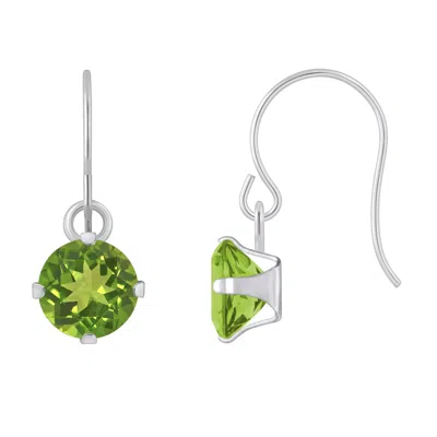 Glistening Jewels 10k Gold 5mm Round Peridot Drop Earrings In Green