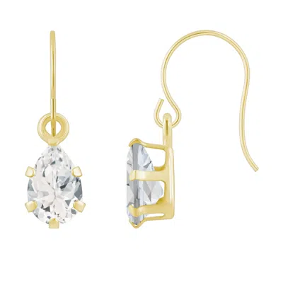 Glistening Jewels 10k Gold 6x4mm Pear Shape White Topaz Drop Earrings In Gold