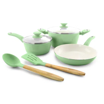 Gibson Home Plaza Cafe 7 Piece Essential Core Aluminum Cookware Set In Mint In Green