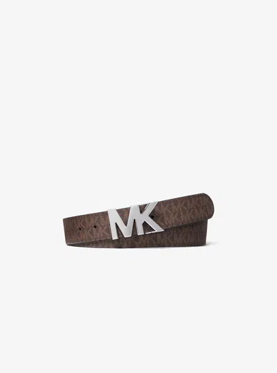 Michael Kors Reversible Logo Buckle Belt In Burgundy