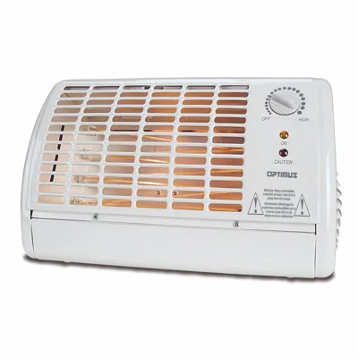 Optimus Portable Fan Forced Radiant Heater With Thermostat In White