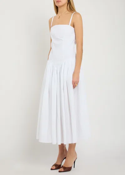 Gabriela Hearst Oriana Linen Midi Dress In White