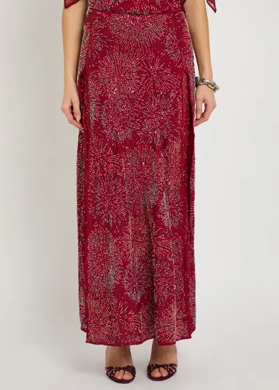 Rabanne Bead-embellished Chiffon Maxi Skirt In Red