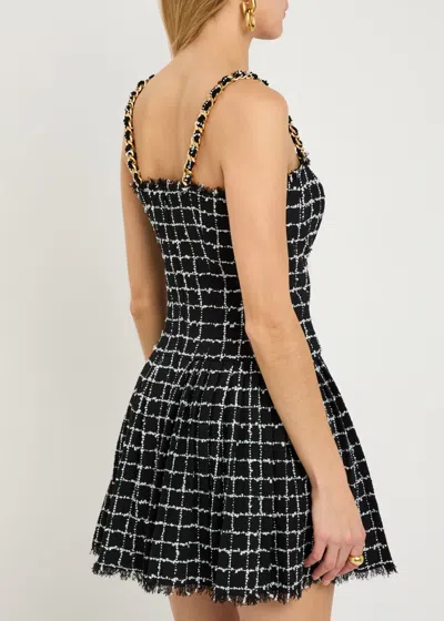 Balmain Chain-detail Checked Tweed Minidress In Black
