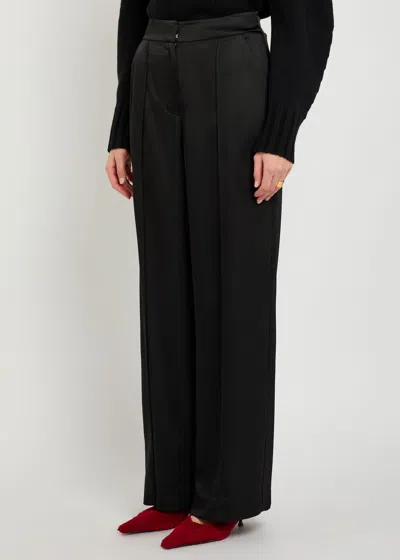 Simkhai Kyra Wide-leg Satin Trousers In Black