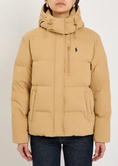 Polo Ralph Lauren Logo-embroidered Padded Shell Jacket In Brown