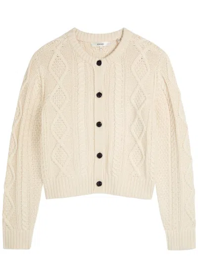 Frame Cable-knit Cashmere Cardigan In Neutral