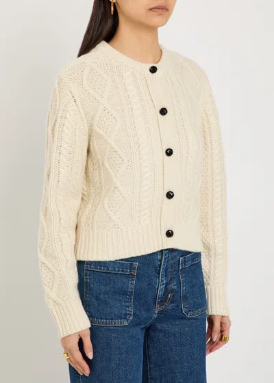 Frame Cable-knit Cashmere Cardigan In Neutral