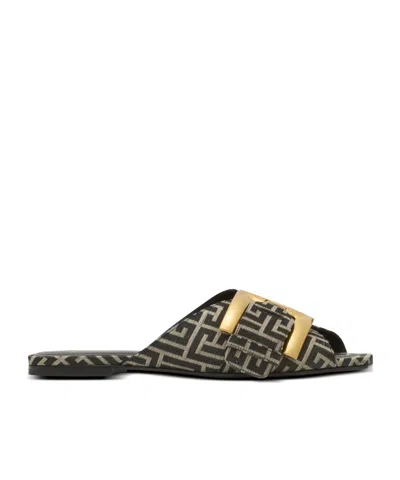 Balmain Flat Monogram Jacquard Anthem Sandals In Multi
