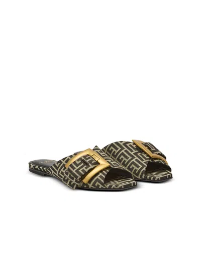 Balmain Flat Monogram Jacquard Anthem Sandals In Multi