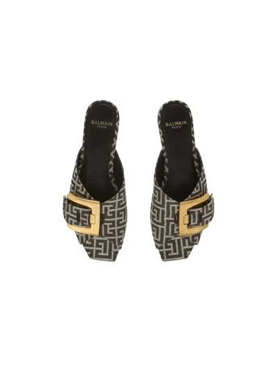 Balmain Flat Monogram Jacquard Anthem Sandals In Multi
