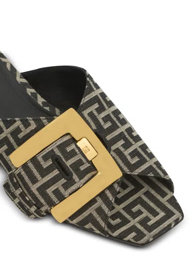 Balmain Flat Monogram Jacquard Anthem Sandals In Multi
