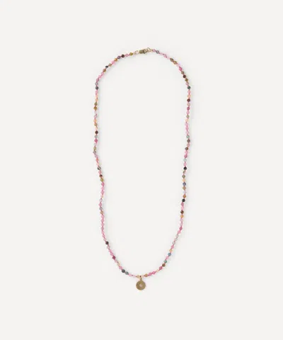 Andrea Fohrman 14ct Gold Tourmaline Moon Phase Charm Beaded Necklace In Multi