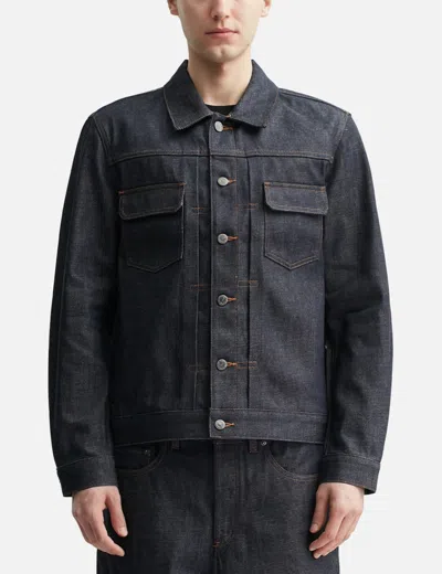 Apc A.p.c. Classic Indigo Denim Jacket With Structured Silhouette In Blue