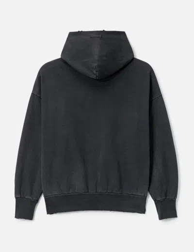 Fear Of God Black Vintage-effect Sweatshirt With Logo Print In Black