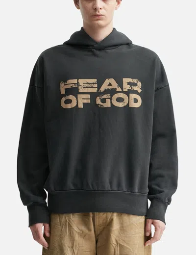 Fear Of God Black Vintage-effect Sweatshirt With Logo Print In Black