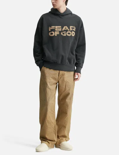Fear Of God Black Vintage-effect Sweatshirt With Logo Print In Black