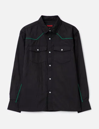 Pleasures Nylon Wester Snap-up Shirt In Black